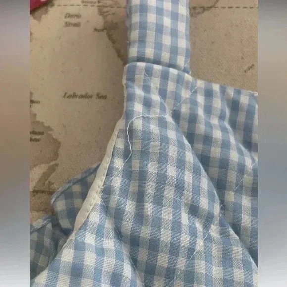 Vintage Tiny Tots Blue Gingham Embroidered Cat Overall Romper 24Mo - Picture 7 of 7